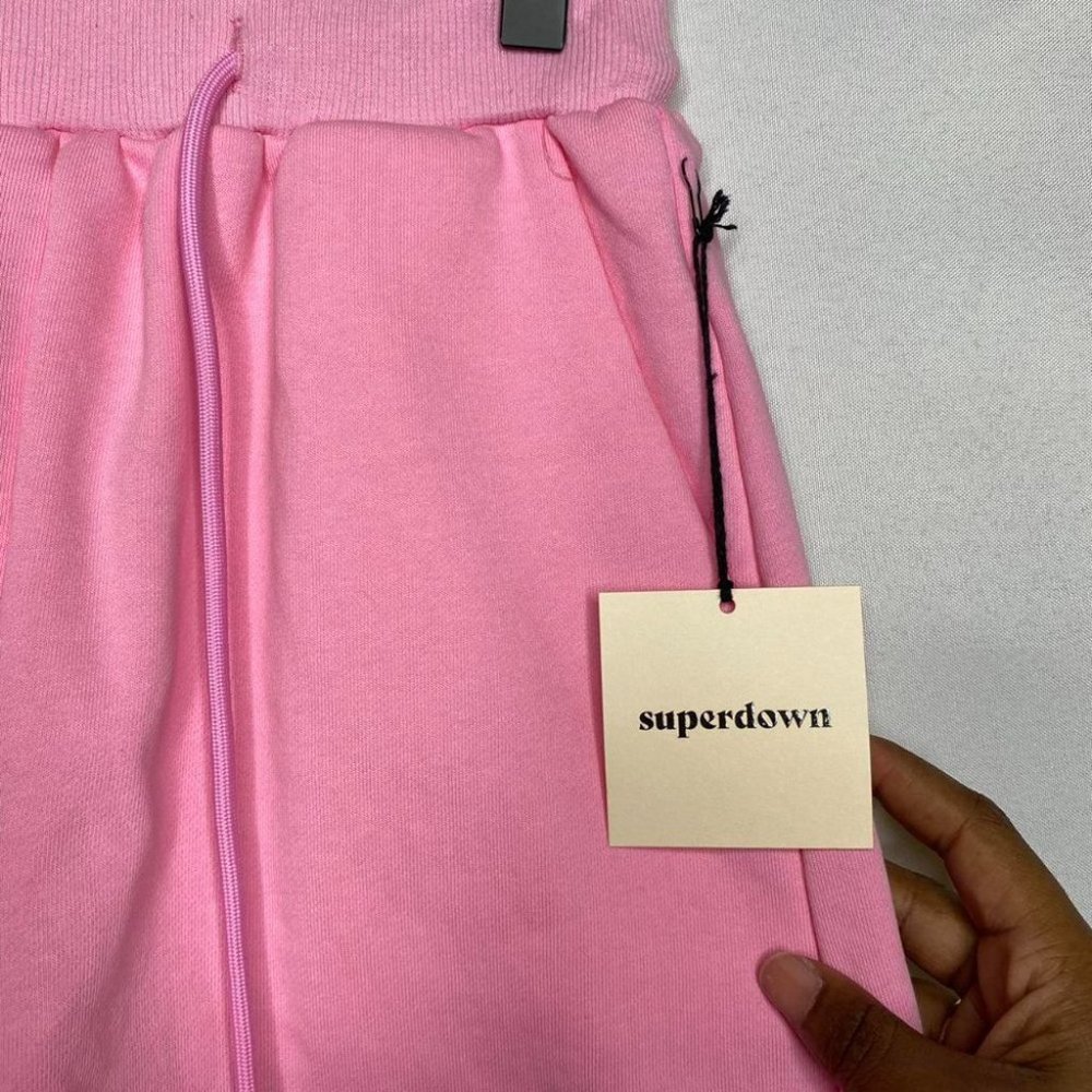 Superdown Danna Fleece High Waist Bubblegum Pink Medium Shorts Revolve - Picture 4 of 4